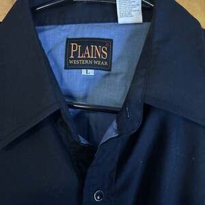 Vintage Plains Western Wear Two-Tone Blue and Black Pearl Snap
